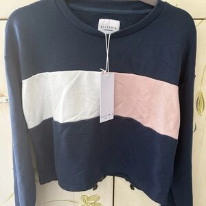Navy and Pink Colorblock Sweatshirt